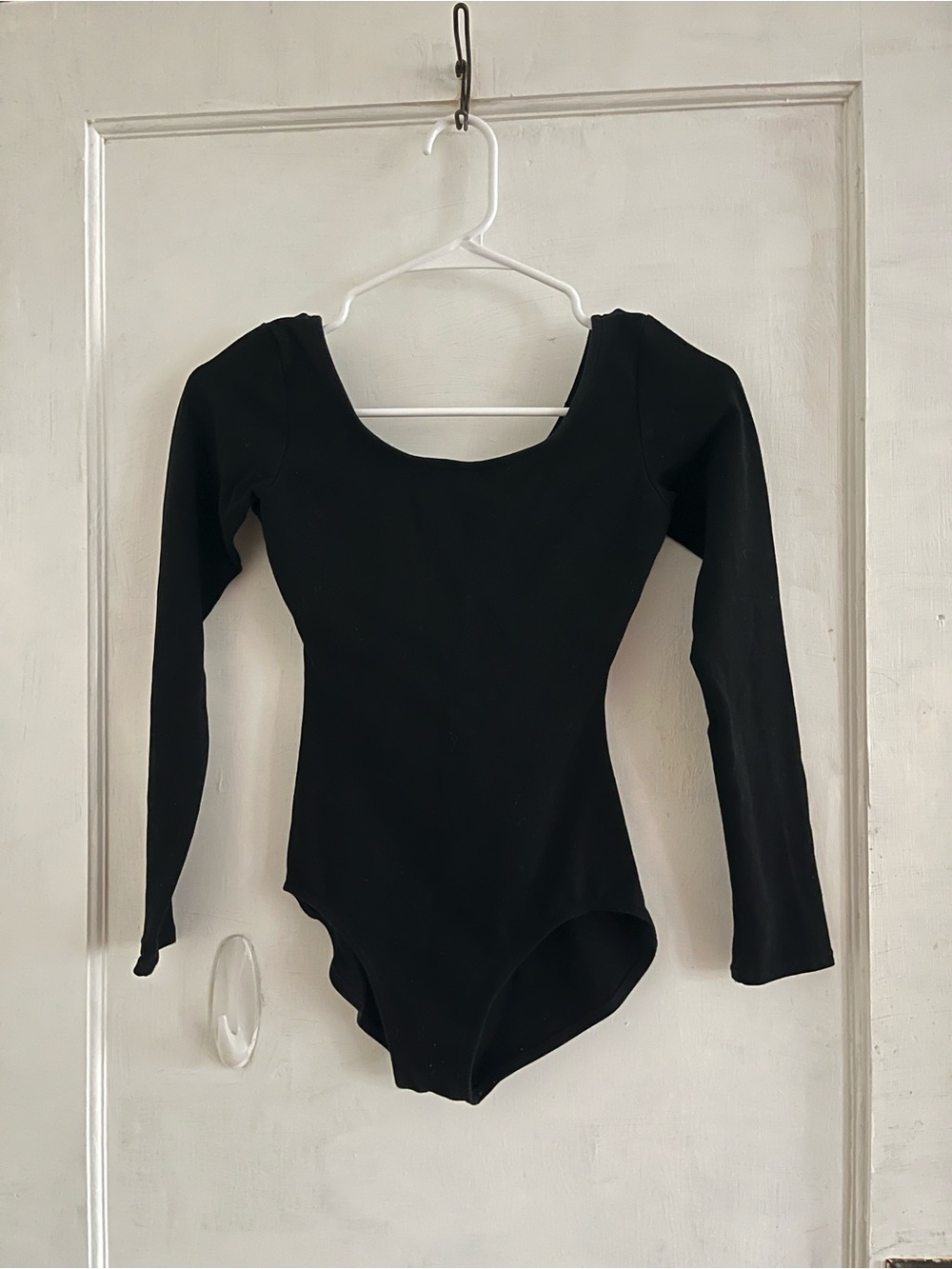 Capezio Black Long-Sleeve Scoop Neck Leotaed
